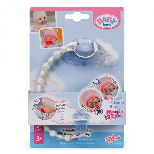 Пустышка для куклы Baby Born на клипсе (голубая) (BABY born)