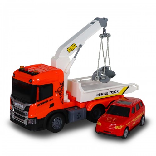 Ігровий набір серії Big Truck – Евакуатор Scania з машиною (світло, звук) (TechnoDrive)