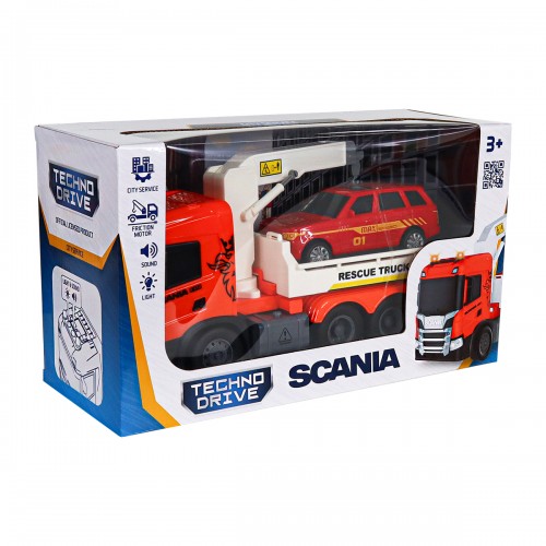 Ігровий набір серії Big Truck – Евакуатор Scania з машиною (світло, звук) (TechnoDrive)