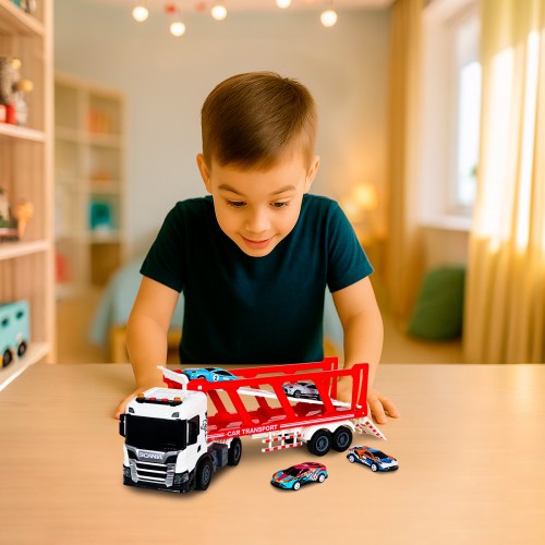 Ігровий набір серії Large Truck – Автоперевізник Scania (4 машини, світло, звук) (TechnoDrive)