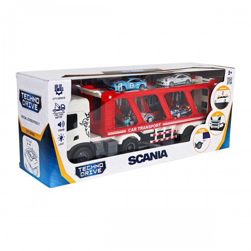 Ігровий набір серії Large Truck – Автоперевізник Scania (4 машини, світло, звук) (TechnoDrive)