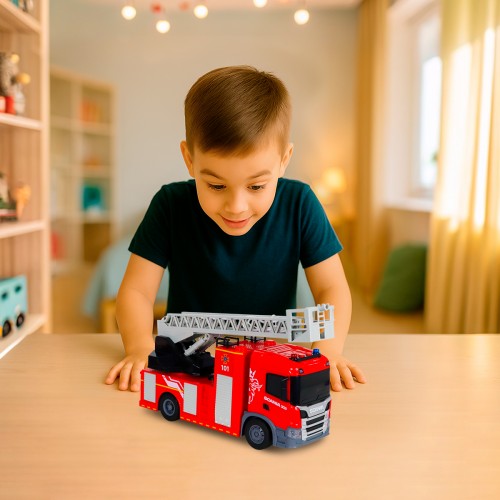 Автомодель серии Big Truck – Пожарная машина Scania (свет, звук, функ. воды) (TechnoDrive)