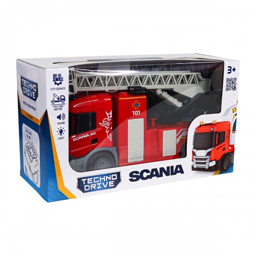 Автомодель серии Big Truck – Пожарная машина Scania (свет, звук, функ. воды) (TechnoDrive)