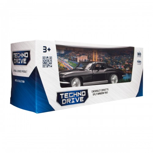 Автомодель - Chevrolet Corvette Split Window 1963 (матовий чорний) (TechnoDrive)