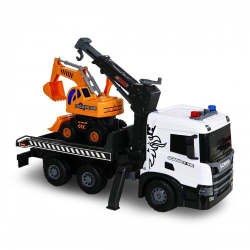 Игровой набор серии Super Big Truck – Автокран Scania с экскаватором (свет, звук) (TechnoDrive)