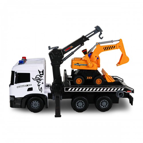 Игровой набор серии Super Big Truck – Автокран Scania с экскаватором (свет, звук) (TechnoDrive)