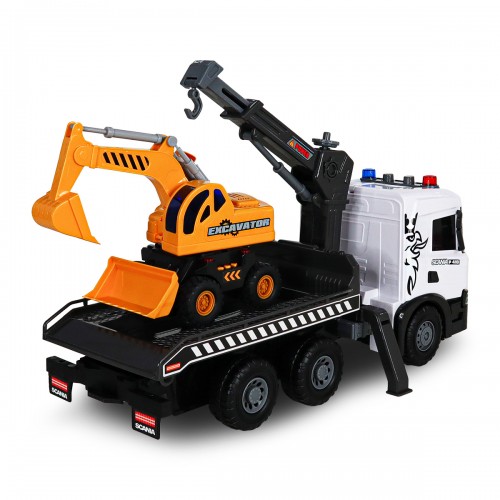 Игровой набор серии Super Big Truck – Автокран Scania с экскаватором (свет, звук) (TechnoDrive)