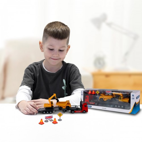 Игровой набор - Автоперевозчик (автоперевозчик, самосвал, экскаватор, акс.) (TechnoDrive)