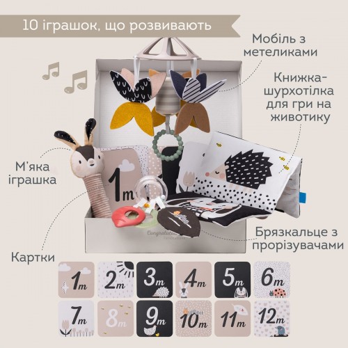 Подарунковий набір іграшок для новонародженого – Чорно-біла гармонія (Taf Toys)