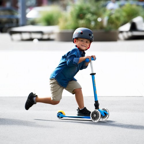 Самокат MICRO складной серии Mini Deluxe Foldable LED – Голубой океан (Micro)