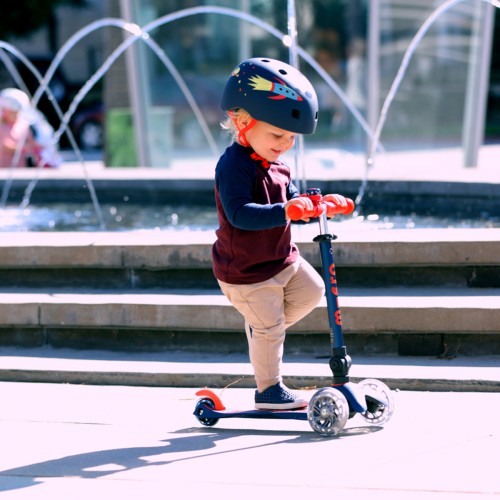 Самокат MICRO складной серии Mini Deluxe Foldable LED – Синий (Micro)