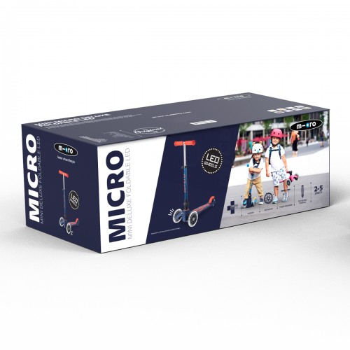 Самокат MICRO складной серии Mini Deluxe Foldable LED – Синий (Micro)