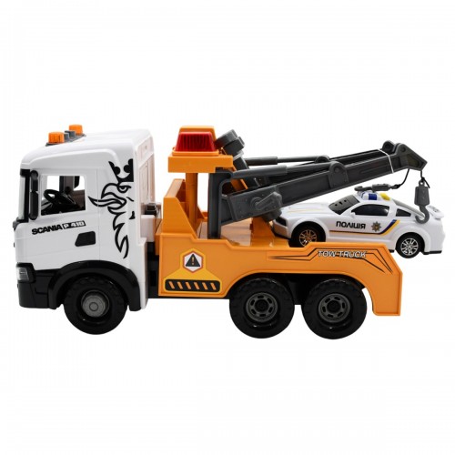 Игровой набор серии Mid Truck – Эвакуатор Scania с машиной полиции (свет, звук) (TechnoDrive)