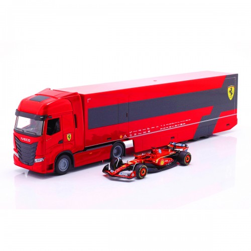 Ігровий набір - Вантажівка-тягач Iveco S-Way та болід SF-24 (1:43) (Bburago)