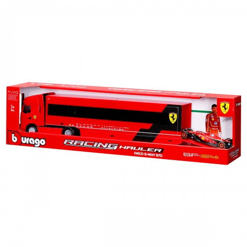 Ігровий набір - Вантажівка-тягач Iveco S-Way та болід SF-24 (1:43) (Bburago)