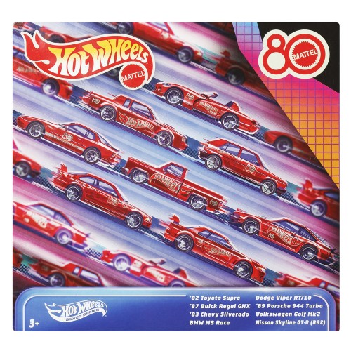 Тематичний набір з 8 машинок "80 років драйву Mattel" Hot Wheels (Hot Wheels)