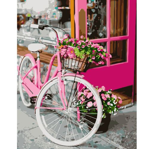 Картина по номерам "Цветочный велосипед" ★★★ (Strateg)