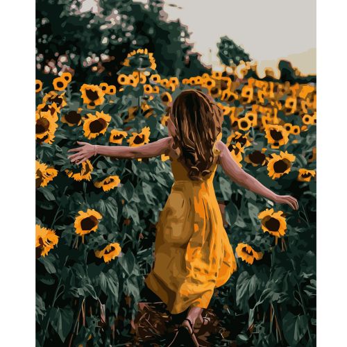 Картина за номерами "Дівчина серед соняшників" (Strateg)