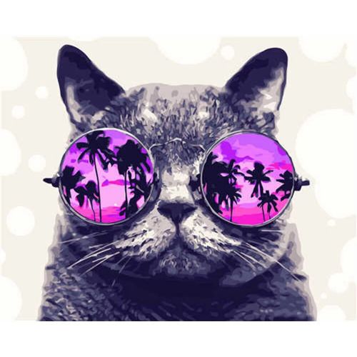 Картина за номерами "Кіт в окулярах" (MiC)