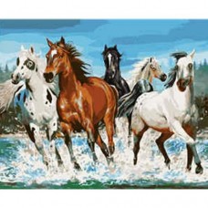 Картина по номерам "Бравые кони"