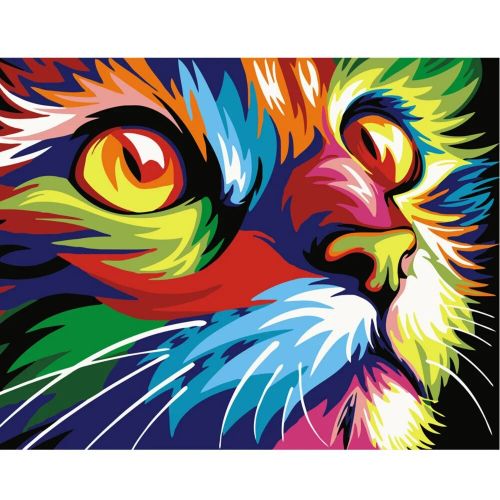 Картина за номерами "Поп-арт кольоровий кіт" (MiC)
