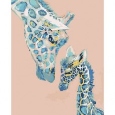 Картина по номерам "Маленький жираф с мамой"