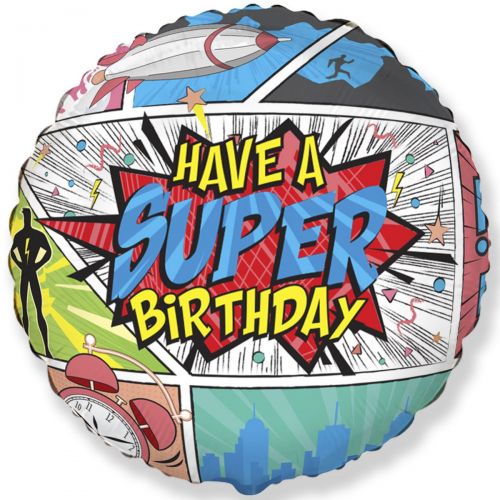 Фольгированный шарик "Super Birthday" (FlexMetal)