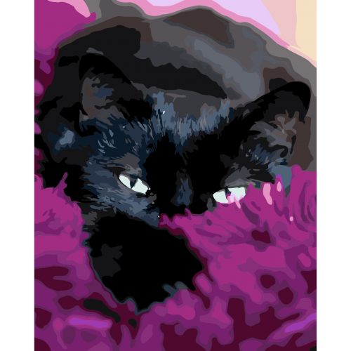 Картина за номерами "Кішка у квітах" ★★★ (Оптифрост)