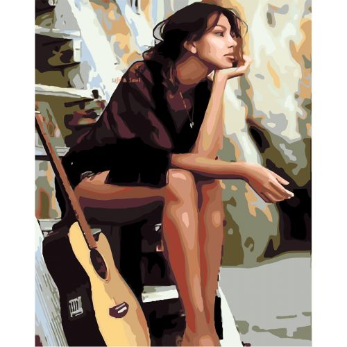 Картина за номерами "Дівчина та гітара" ★★★ (Оптифрост)