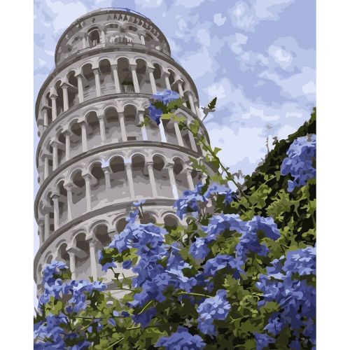 Картина по номерам "Пизанская башня с цветами" (Strateg)
