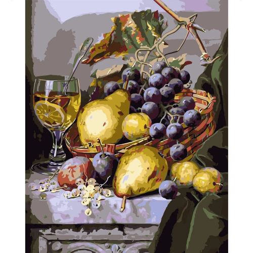 Картина по номерам "Натюрморт с грушами и виноградом" (Strateg)