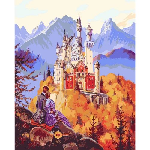 Картина по номерам "Замок в золоте деревьев" (MiC)