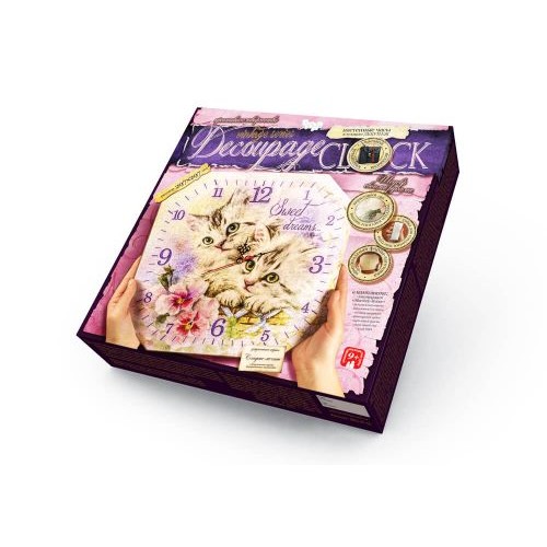 Комплект креативного творчества "Decoupage Clock Котята", с рамкой (Dankotoys)