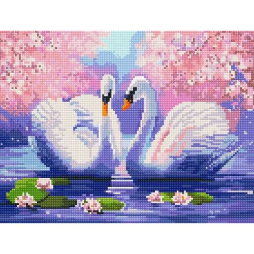 Алмазная мозаика "Пара лебедей" (Rainbow Art)