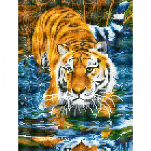 Алмазна мозаїка "Тигр у воді" (Rainbow Art)