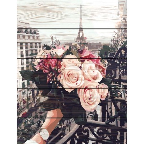 Картина за номерами на дереві "Троянди в Парижі" (Rainbow Art)