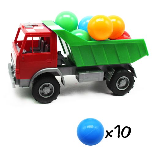 Машинка пластикова "Самоскид" з кульками (зелений кузов) (Орион)