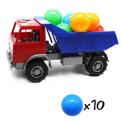 Машинка пластикова "Самоскид" з кульками (синій кузов) (Орион)