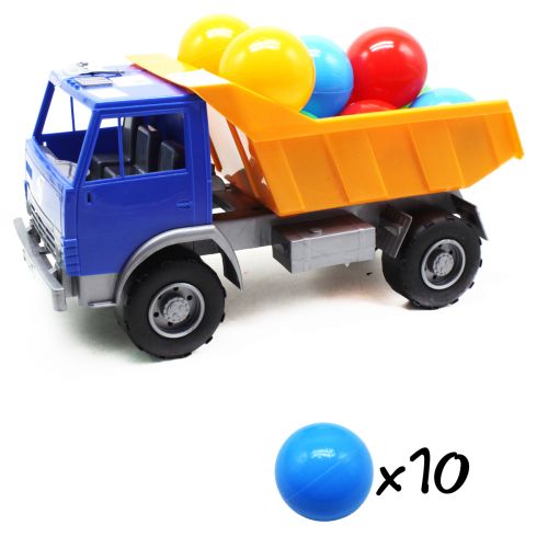 Машинка пластиковая "Самосвал" с шариками (оранжевый кузов) (Орион)