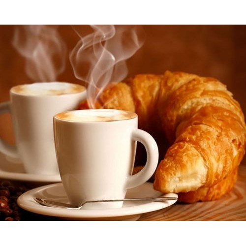 Картина по номерам "Кофе с круасанами" ★★★ (Strateg)