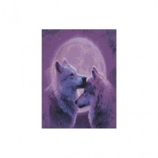 Алмазная мозаика "Волки в лунном сиянии"