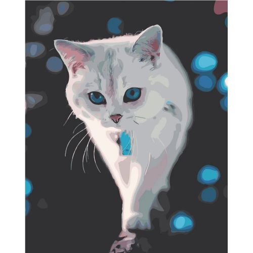 Картина за номерами "Біла кішечка" (Strateg)