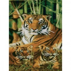 Алмазная мозаика "Тигры среди бамбука"