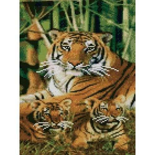 Алмазная мозаика "Тигры среди бамбука" (Strateg)