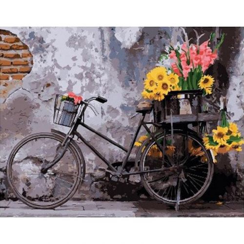 Картина по номерам "Велосипед с цветами" (Strateg)