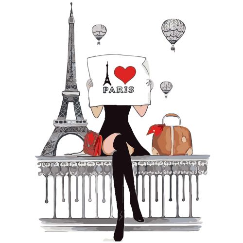 [0008] Картина по номерах 0008 ОРТ кол. Любов дівчинки до Парижу 40*50 (MiC)