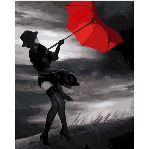 Картина по номерам "Красный зонтик" (Оптифрост)