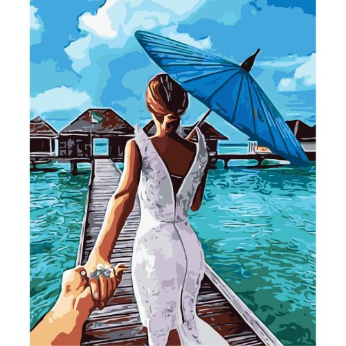 Картина за номерами "Дівчина з парасолькою" (Оптифрост)