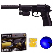 Пістолет 218C (72шт) світло, лазер, кульки, в коробке 24*17*4.5 см, р-р игрушки – 32 см