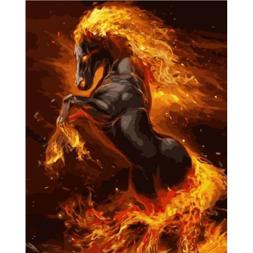 Картина по номерам "Огненный конь" ★★★ (Strateg)